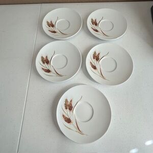 Vintage Texas Ware Melamine Saucers Golden Wheat Melmac 6" Saucer USA Made Set 5